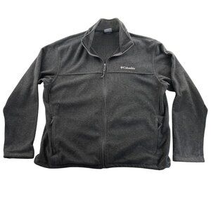 Columbia Mens Fleece Jacket Size XL Gray Full Zip Stand Collar Outdoors Cozy